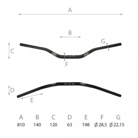 Handlebar DOMINO 184171100 Off-road medium bend Crni