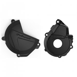 Clutch and ignition cover protector kit POLISPORT Crni