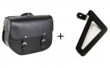 Leather saddlebag CUSTOMACCES APS011N SANT LOUIS Crni right, with metal base right side and right fitting kit