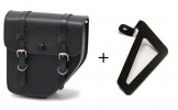 Leather saddlebag CUSTOMACCES APS016N IBIZA Crni left, with metal base left side and left fitting kit