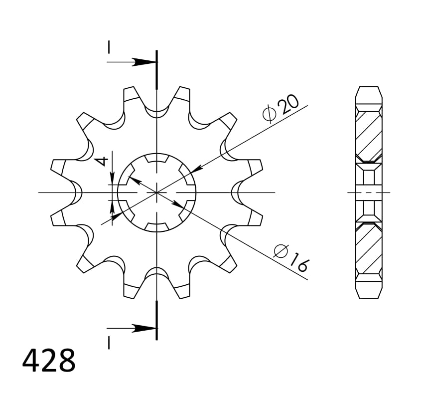 Prednji lančanik SUPERSPROX CST-1263:12 12T, 428