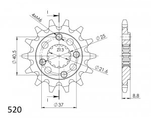 Prednji lančanik SUPERSPROX CST-1309:14 14T, 520