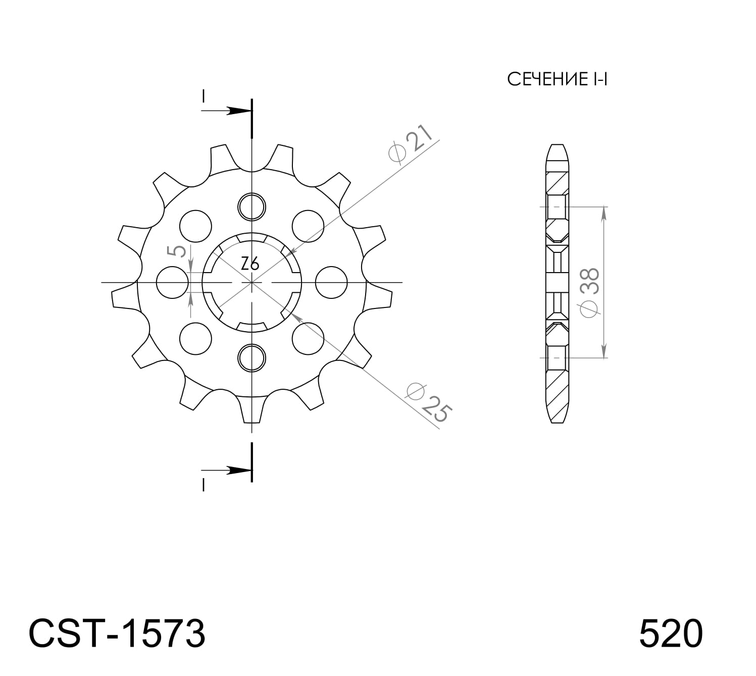 Prednji lančanik SUPERSPROX CST-1573:13 13T, 520