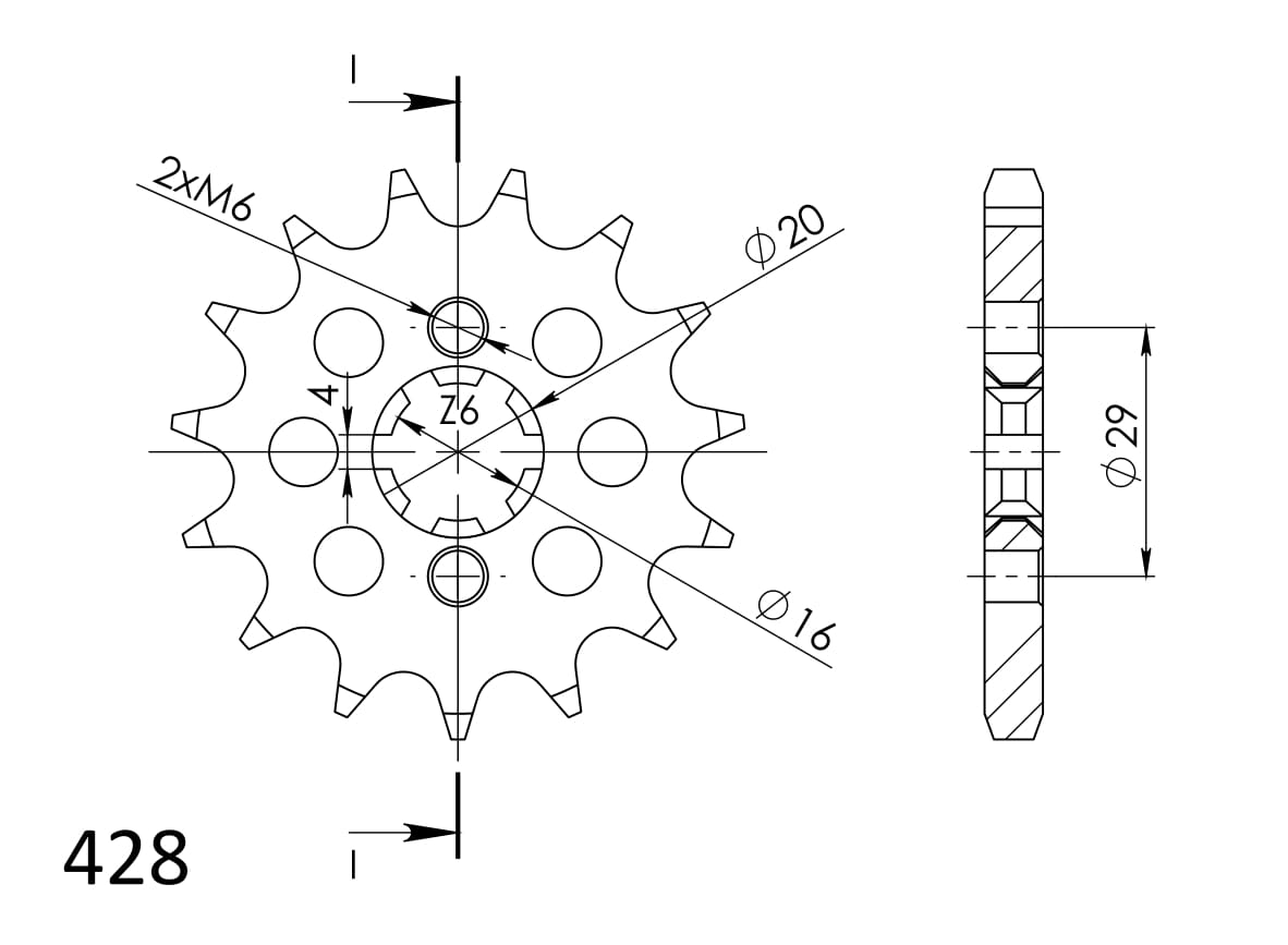 Prednji lančanik SUPERSPROX CST-425:16 16T, 428