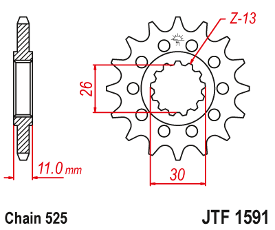 Prednji lančanik JT JTF 1591-16 16T, 525