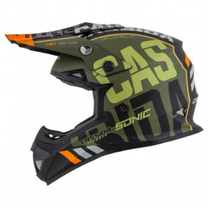 Motocross Helmet CASSIDA CROSS CUP SONIC matt green /orange XS