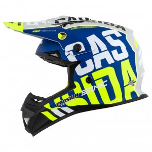 Motocross Helmet CASSIDA CROSS CUP SONIC matt blue /fluo yellow XS