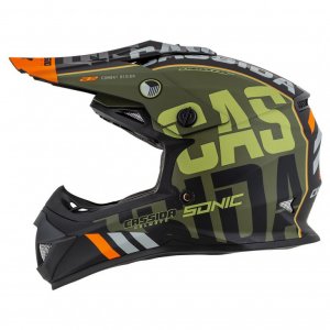 Motocross Helmet CASSIDA CROSS CUP SONIC JUNIOR matt green /orange