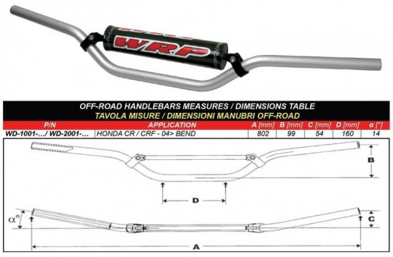 Handlebar WRP PRO-ALU CR/CRF Silver